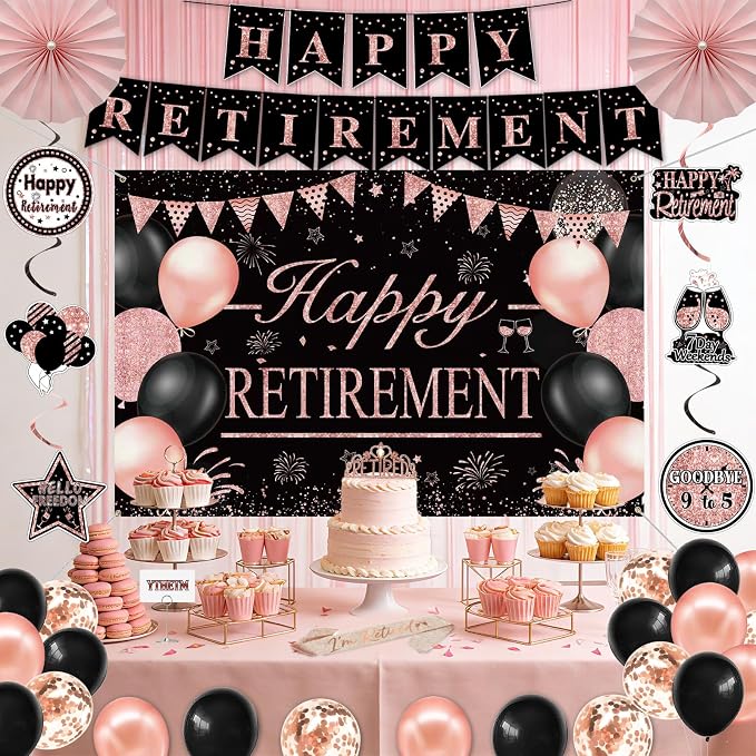 Retirement Party Decorations for Women Rose Gold Retirement Crown and Sash - Image 4
