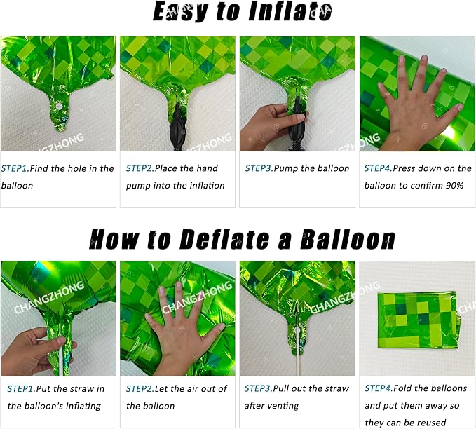 40 inch giant Green pixel miner game number 7 balloon | Large mining theme foil - Image 2