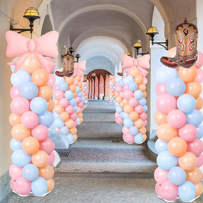 2 Sets Boots or Bows Gender Reveal Decoration Balloon Column Stand Kit - Image 5