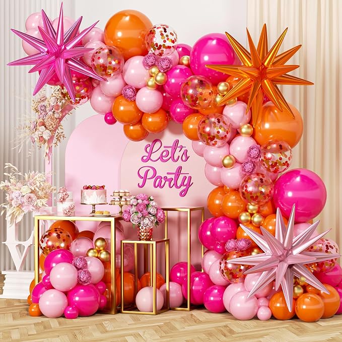 Pink and Orange Balloon Garland Arch Kit by ADOINBY