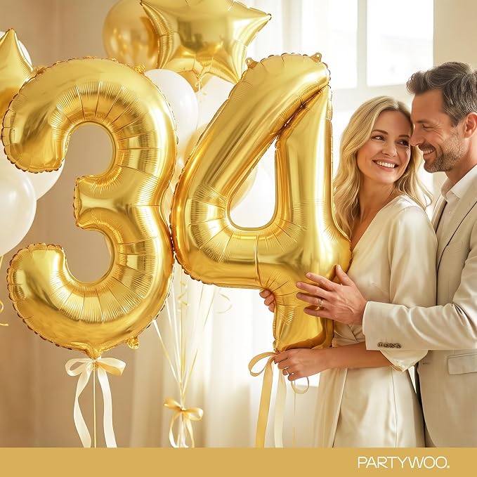 PartyWoo Number Balloons 40 Inch Gold Number 4 Kit 25pcs - Image 9