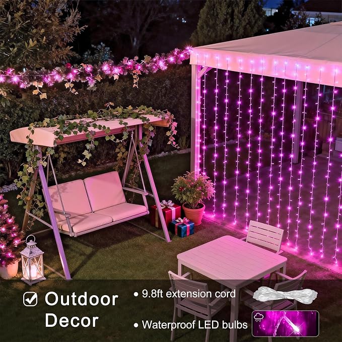 JMEXSUSS 300 LED Curtain Lights, 9.8x9.8 ft | Plug in Hanging Lights - Image 6
