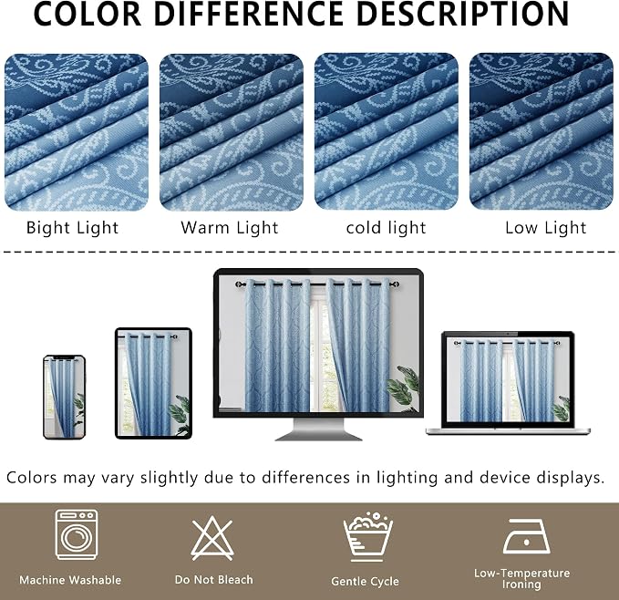 DWCN 100% Blackout Curtains for Bedroom 54 Inch Long - Image 9