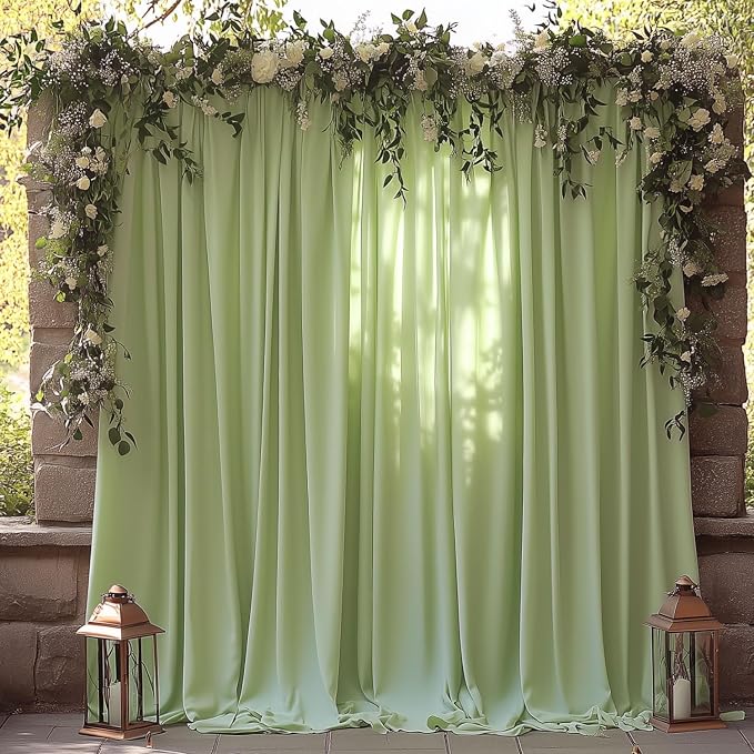 ESGOTBME 10x10ft Wrinkle Free Sage Green Backdrop Curtain - Image 2