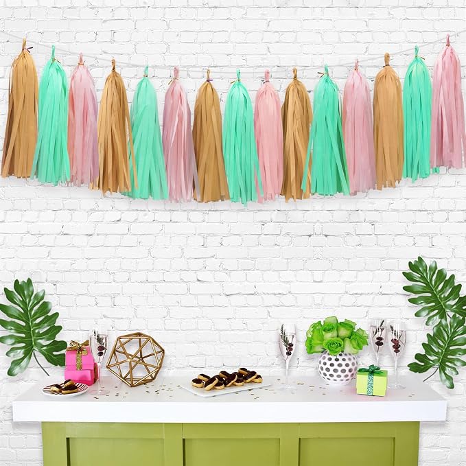 Gold Mint Pink Tassel Garland for Baby Shower Gender Reveal Decorations - Image 6