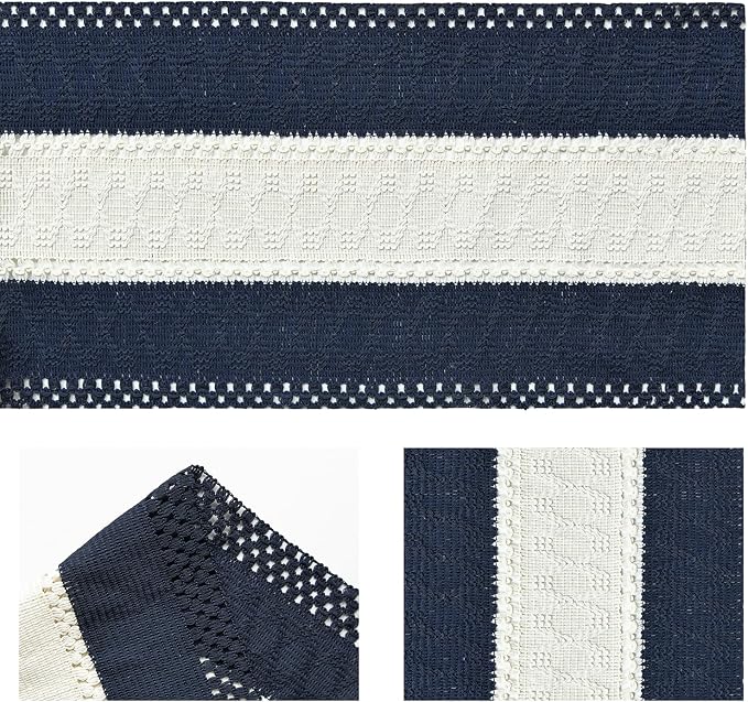 Artoid Mode Dark Blue Farmhouse Woven Table Runner 12x72 Inch | Seasonal - Image 6