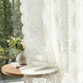 MIULEE Vintage Floral Scalloped Lace Curtains 2 Panels, Ivory 52" W x 36" L | by MIULEE
