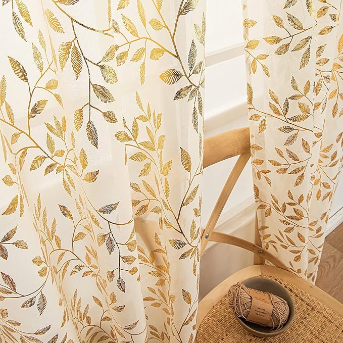 Sutuo Home Ivory Sheer Curtains 63 Inch Length 2 Panels Set, Privacy Voile - Image 4
