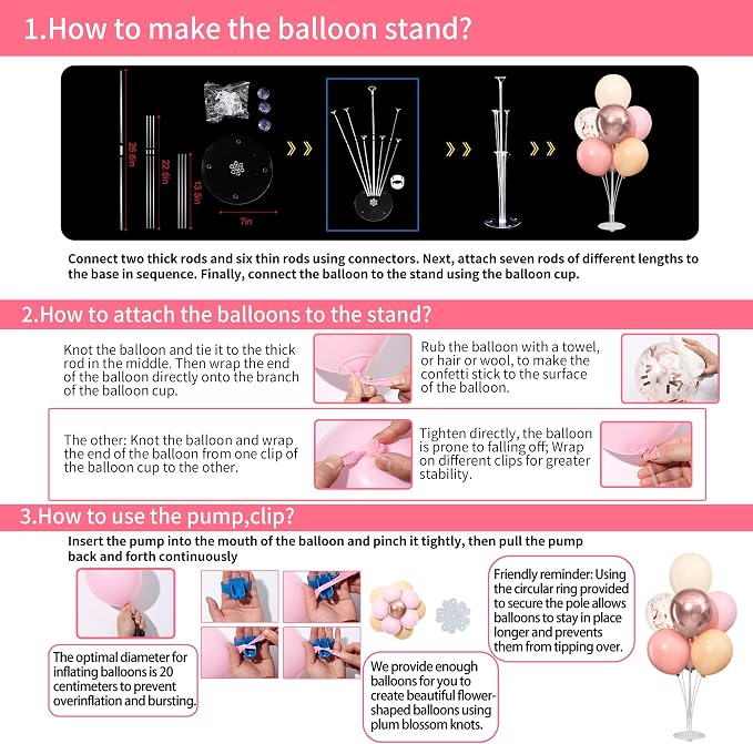 4 Sets Dusty Pink and Rose Gold Balloons Stand - Image 4