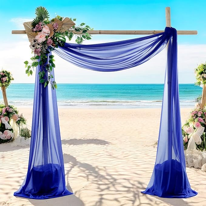 MDS Halloween Chiffon Draping Fabric - 1 Panel, 30" Wide x 30ft Long - Sheer Spooky Arbor & Canopy Drapery for Haunted House Backdrops, Party Ceilings, DIY Costumes & Themed Events - Royal Blue