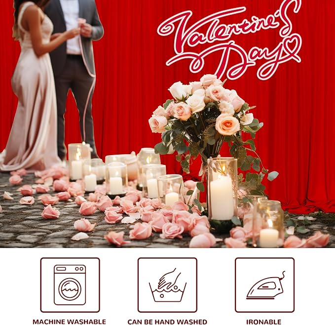 Red Backdrop Curtains for Christmas Party Valentine's Day Arch Stage Wedding - Image 3
