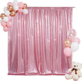 SquarePie Sequin Backdrop Less Transparent Background Sparkly Curtain for Wedding Party 6FT x 8FT Fuchsia Pink