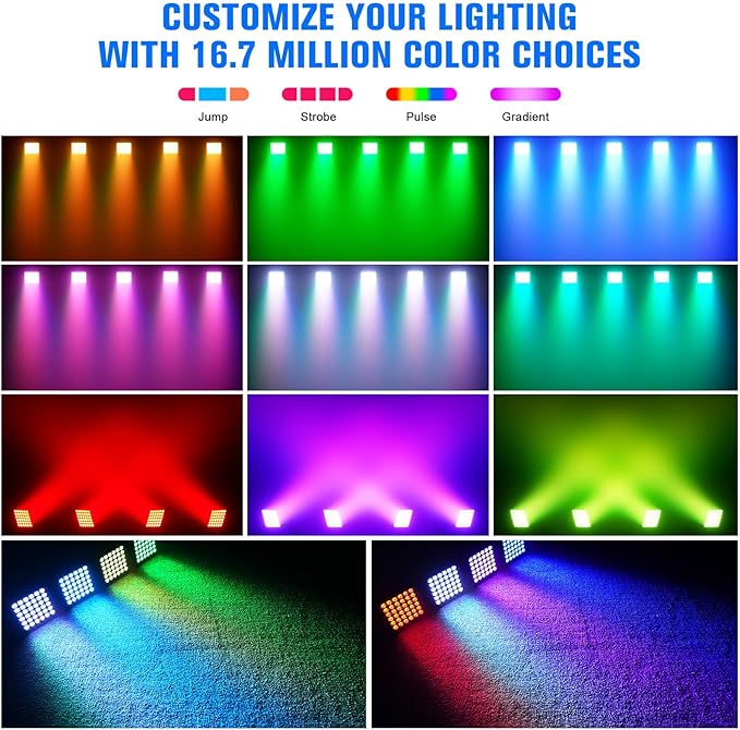 Rechargeable Par Can Lights, 72W RGB 5200mAh Uplights Battery Powered Stage Light, Wireless DJ Lights Sound Activated with Remote & DMX Control for Festivals, Weddings, Bars, Churches, DJ (1 Pack)