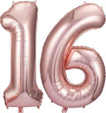 Rose Gold 16 Number Balloons Big Giant Jumbo Large Number 16 Foil Mylar Balloons by COLORFULELVES