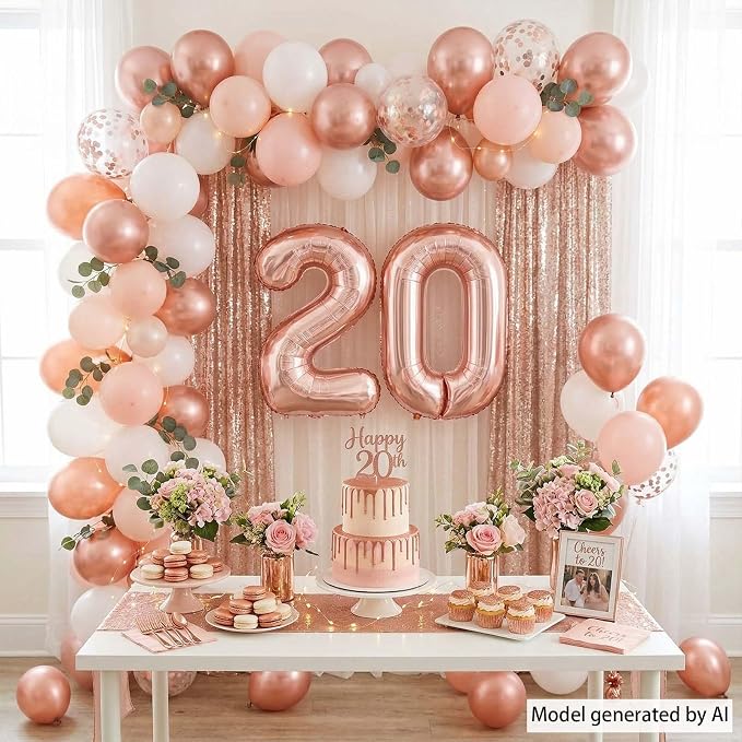 Rose Gold Number 20 Balloon 40 Inch, Glossy Foil Pair - Image 6