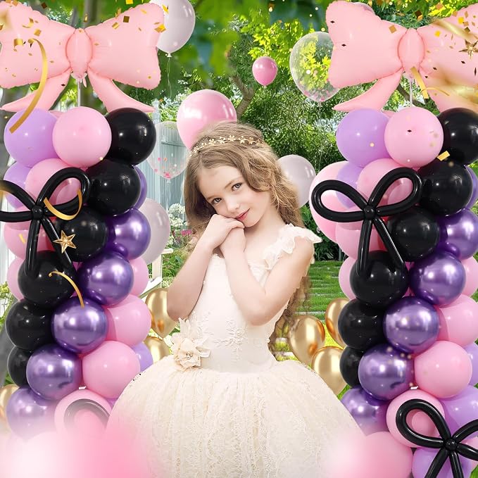 Pink and Purple Black Balloon Column Stand Arch Kit Set of 2 - Image 8