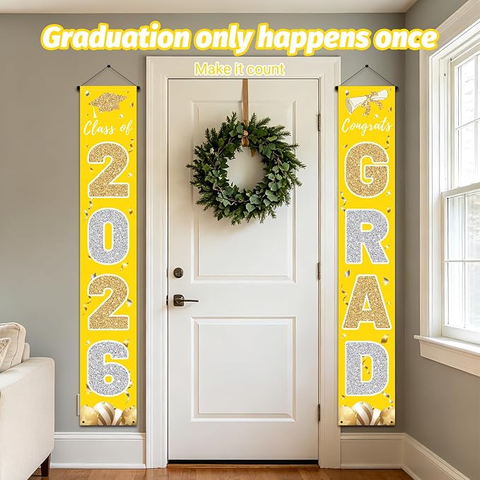 Graduation Decorations 2026, Class of 2026 Banner Congrats Grad | Yellow Porch - Image 4