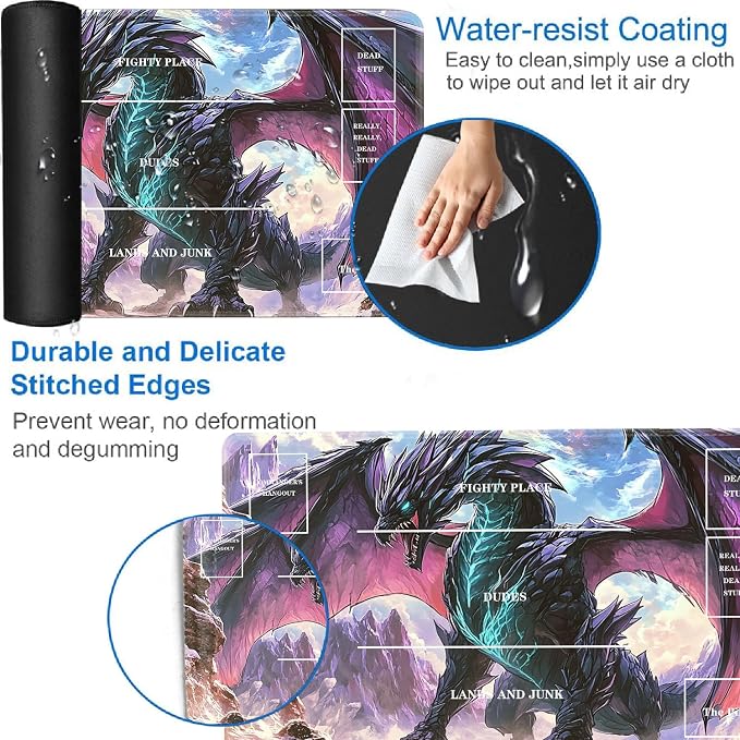 for TCG Playmat with Zones, Non-Slip Rubber Bottom Trading Card Game Mat with - Image 3
