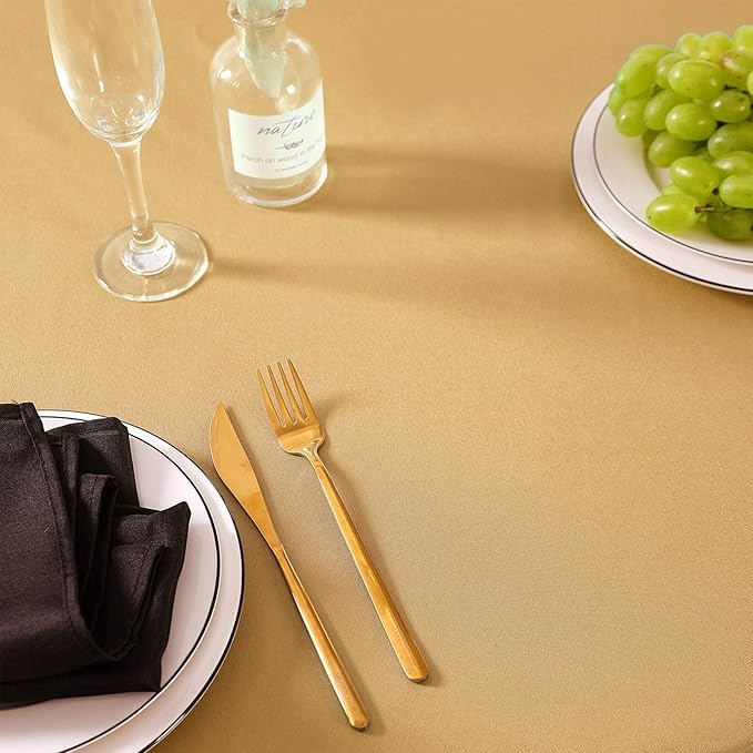 120 inch Round Tablecloth Washable Polyester Table Cloth Decorative Table Cover for Wedding Party Dining Banquet（120 inch,Gold）