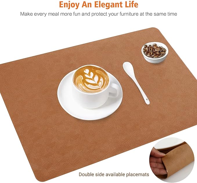 Vinyl Placemats Set of 4 Heat Resistant Easy Clean Non-Slip Place Mats - Image 2