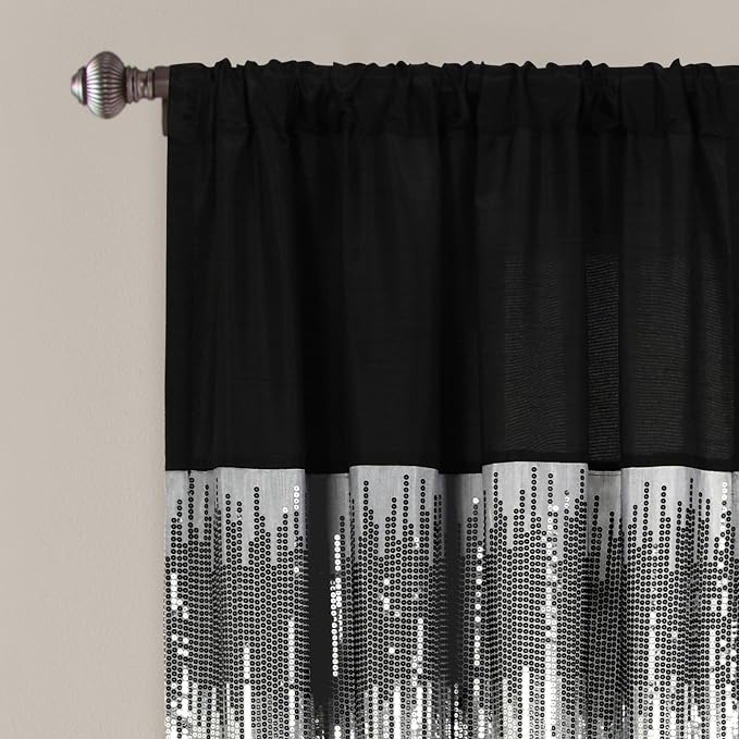 Lush Decor Night Sky Window Curtain Panel, Single 42"W x 63"L Black & Gray - Image 2