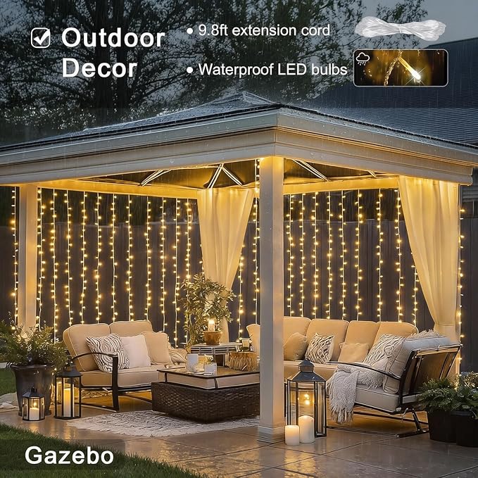 JMEXSUSS 300 LED Remote Control Curtain Lights, Plug in Fairy Curtain Lights - Image 8
