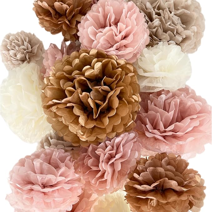 Vidal Crafts 20-Piece Boho Tissue Paper Pom Poms by VidalCrafts