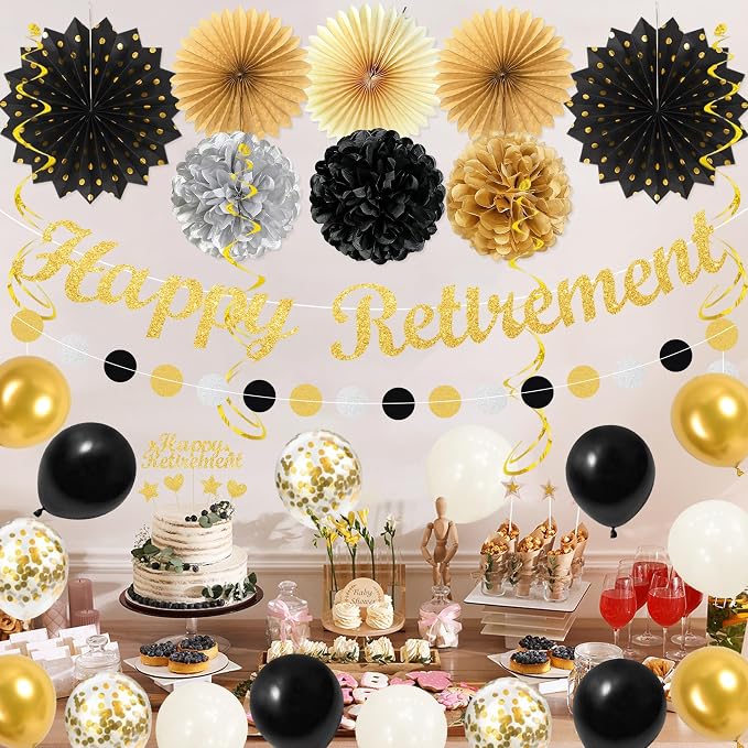 Vlipoeasn Black Gold Retirement Decorations - Image 8
