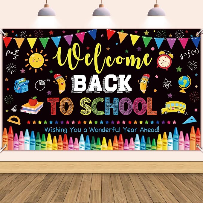 Back to School Decorations, Large 71" x 43" Welcome Back to School Backdrop | by Unknown