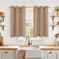 YoungsTex Mocha Brown Linen Kitchen Window Curtains 40 Inch Length, Short Semi by YoungsTex