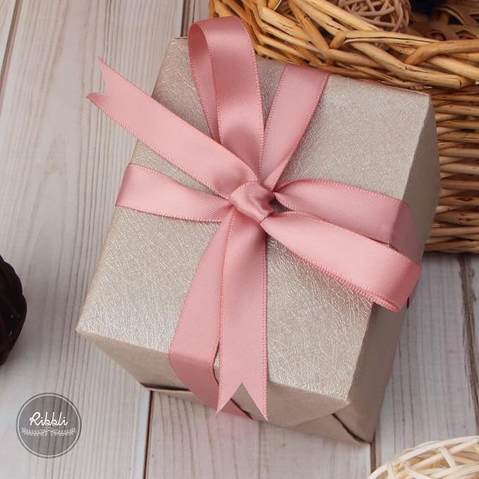Ribbli Rose Gold Double Faced Satin Ribbon, 1/2 Inch x Continuous 25 Yards - Image 2