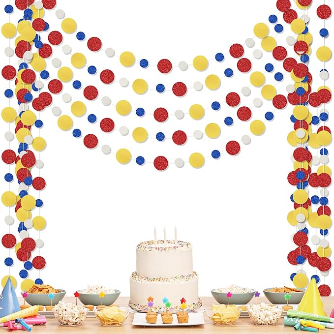 Outus 5 Pieces Colorful Circle Garland Banner Hanging Paper Dot Decorations by Outus
