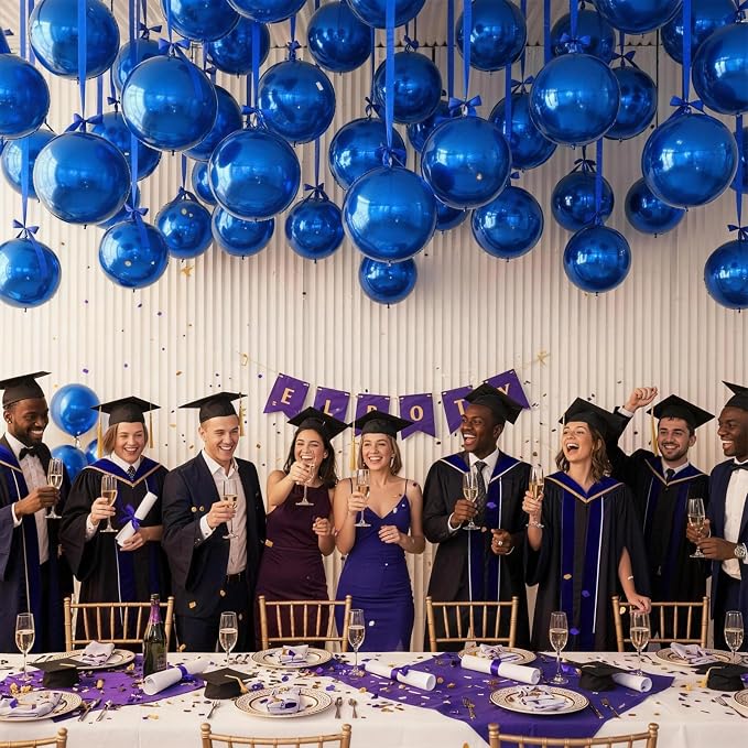 Biapian 12 Pcs Navy Blue Round Foil Balloons, Deep Navy Blue Balloons - Image 5