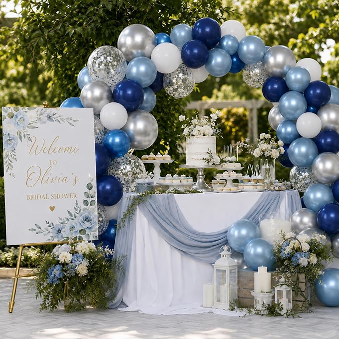 Blue Silver Balloons 12 Inch Navy Blue Silver White Balloons 35 Pcs Night Blue - Image 7