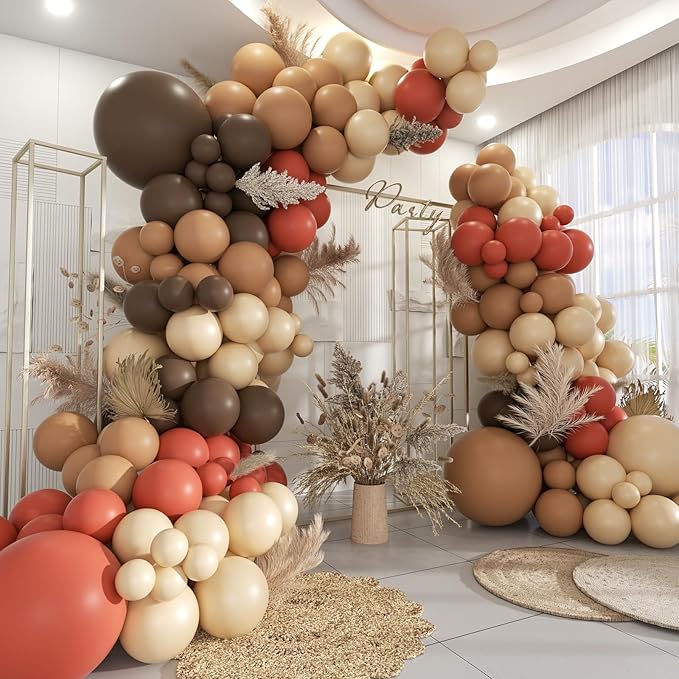 Boho Orange Brown Nude Balloon Arch Kit, Baby Bridal Shower, Wedding Decorations by MOXMAY