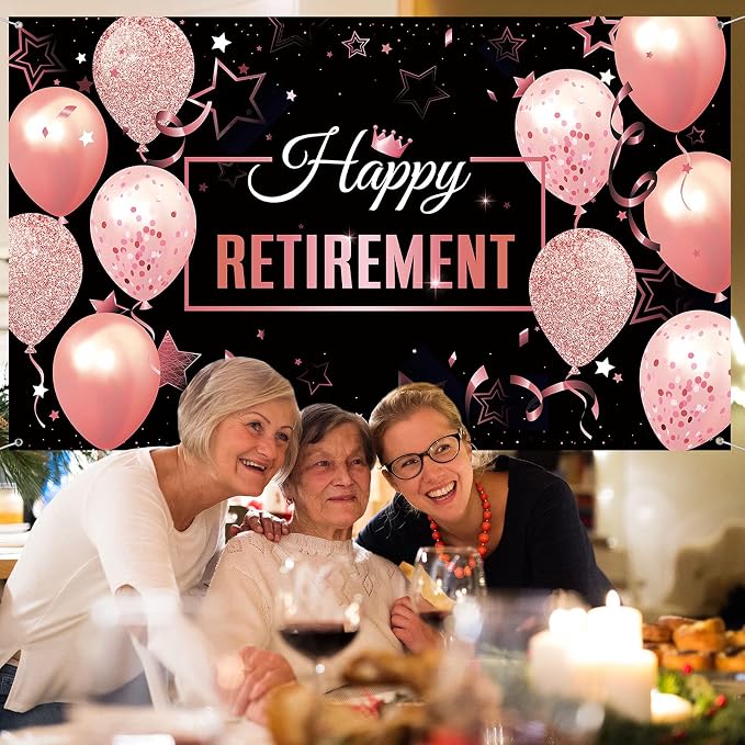 Blulu Retirement Party Decorations, Extra Large Fabric Retire Sign Banner Photo - Image 4