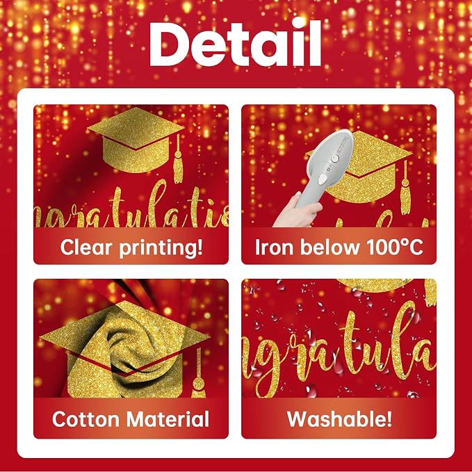 Mocsicka Class of 2026 Backdrop Red Gold Glitter Bokeh Graduation Party - Image 3