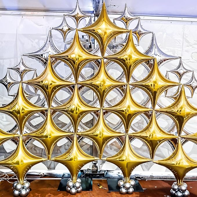 HILAVO 12PCS Gold Star Balloons, 24in 18in 10in Four Pointed Star Shaped - Image 5