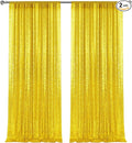 4×8FT-2PCS Bright Yellow Sequin Backdrop Curtains Panels, Photography Backdrop by Pufogu