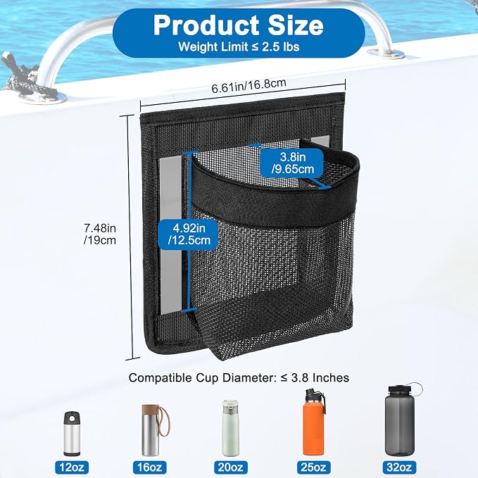 Linkstyle 3PCS Boat Storage Mesh Bag, Self Adhesive Marine Caddy Organizer - Image 2