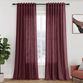 Burgundy Linen Curtains 90 Inch Long 2 Panels Set by Nanspring