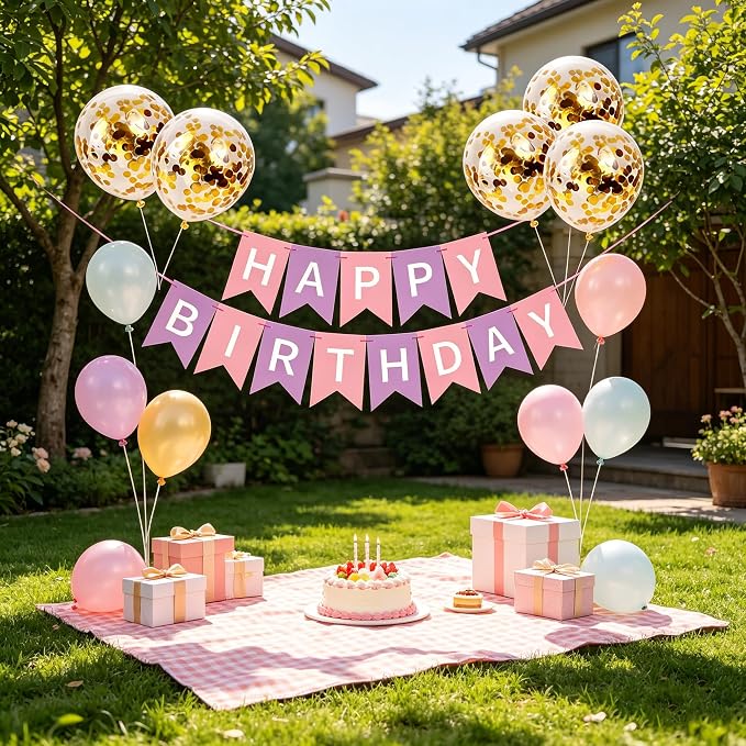 Happy Birthday Banner Sign Bunting Hanging Decorations - Image 5