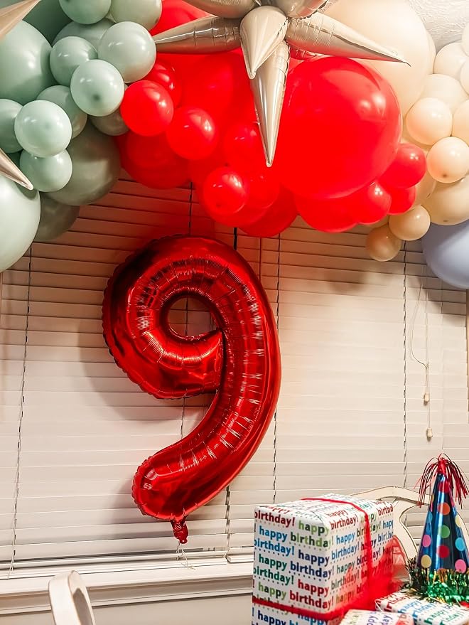 19 Balloon - Red Birthday Number Balloons, 40 Inch Decorations Men Women | Red - Image 3