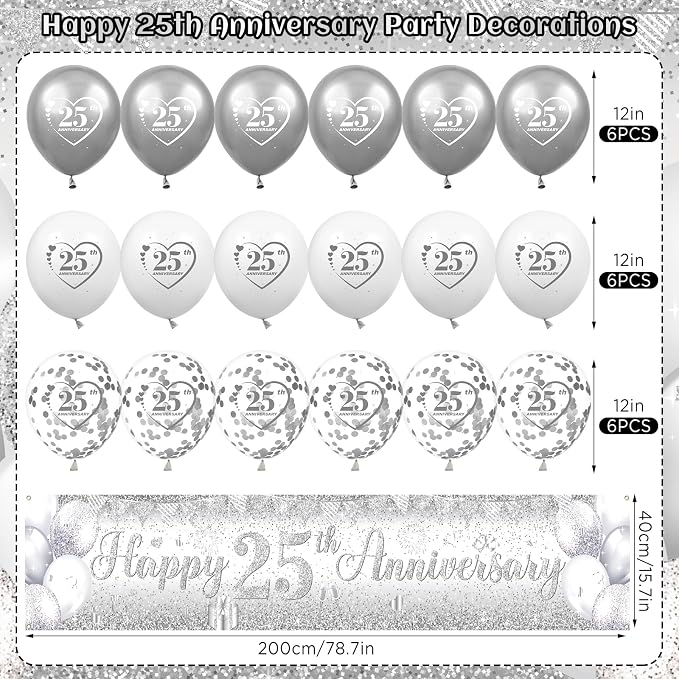 Silver 25th Wedding Anniversary Decorations - Image 2
