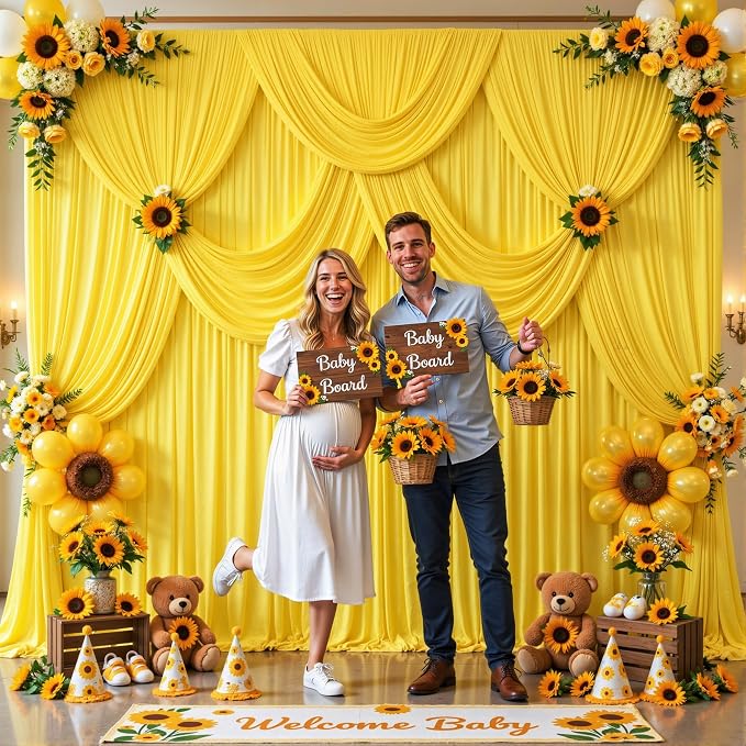 8 Panels Yellow Backdrop Curtains - Image 3