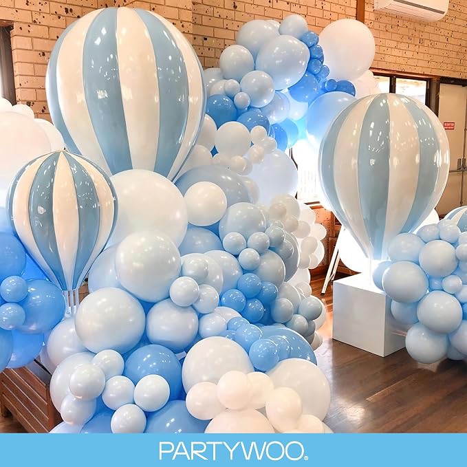 PartyWoo Light Blue Balloons 100pcs Baby Pastel Blue Different Sizes | 36 18 12 - Image 8