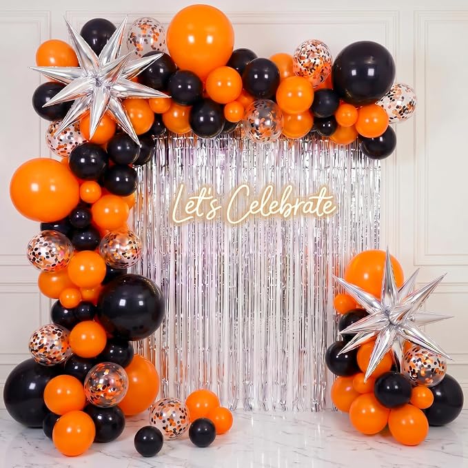 Capoda 148 Pcs Orange and Black Balloon Garland Arch Kit Spooky Party by Capoda