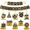 Retirement Party Decorations Set Black and Gold, Happy Retirement Banner by Sereliy