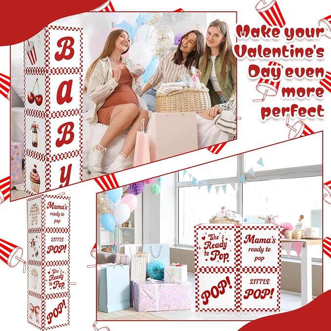 4 Pcs She's Ready to Pop Baby Shower Decorations Balloon Box BABY Pink Balloon - Image 4