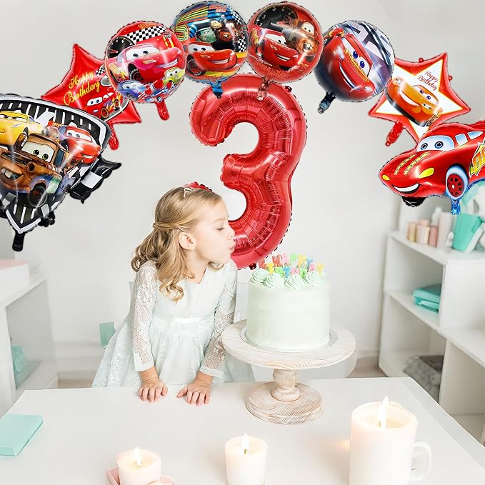 9 Pcs Car Theme Happy Birthday Decorations, Cute Cartoons Party Decorations - Image 5